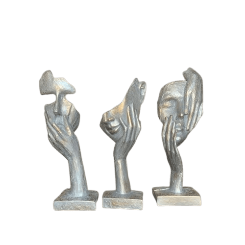 ALUMINIUM HUMAN FACE SCULPTURE (NATURAL) SET OF 3